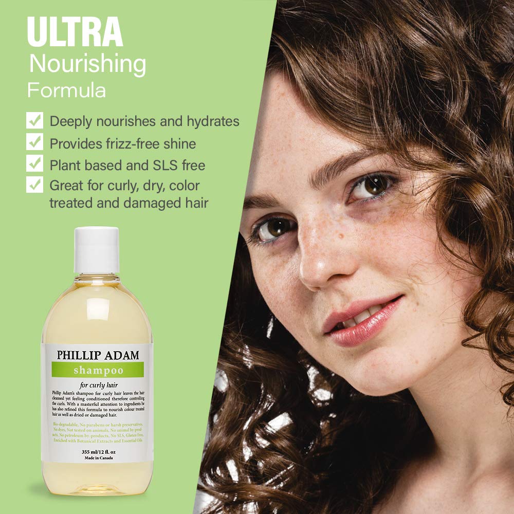 Phillip Adam Curly Hair Shampoo – Hydrating & Nourishing, Sulfate & Paraben Free, 12 oz