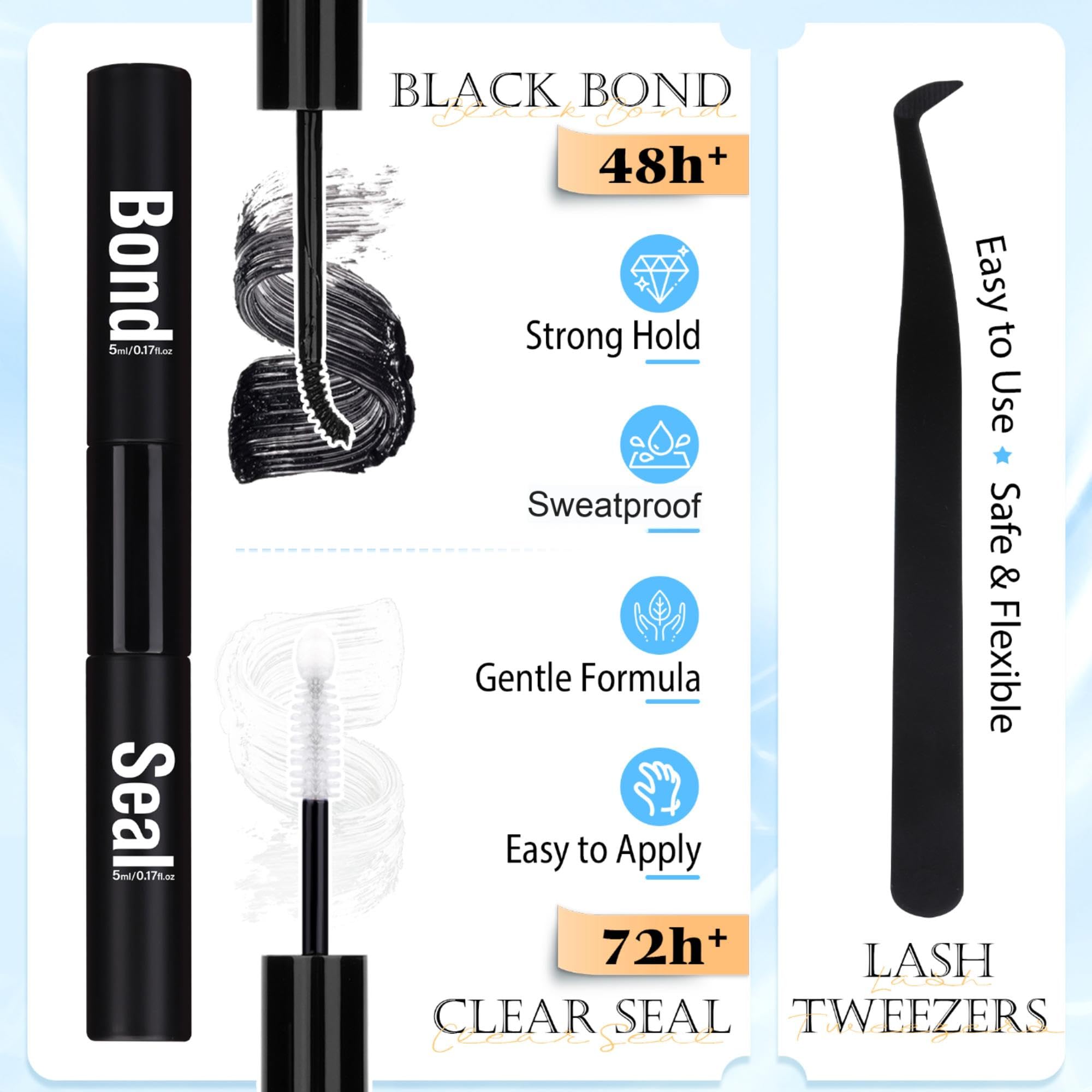 PHKERATA Wispy Lash Extension Kit – 120 Natural Cluster Lashes (9-12mm) with Glue & Tweezers