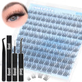 PHKERATA Wispy Lash Extension Kit – 120 Natural Cluster Lashes (9-12mm) with Glue & Tweezers