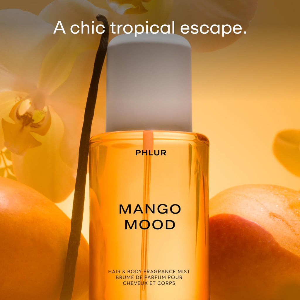 PHLUR Mango Mood Body Mist – Mango, Jasmine & Patchouli & Vanilla Fragrance for Hair & Body (8 Fl Oz)
