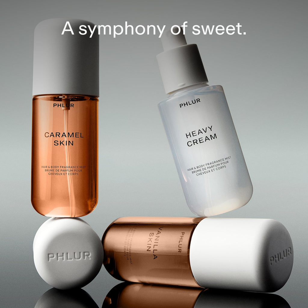 PHLUR Sweet Skin Trio — 3pc Travel Size Body Mists (Vanilla Skin, Heavy Cream, Caramel Skin)