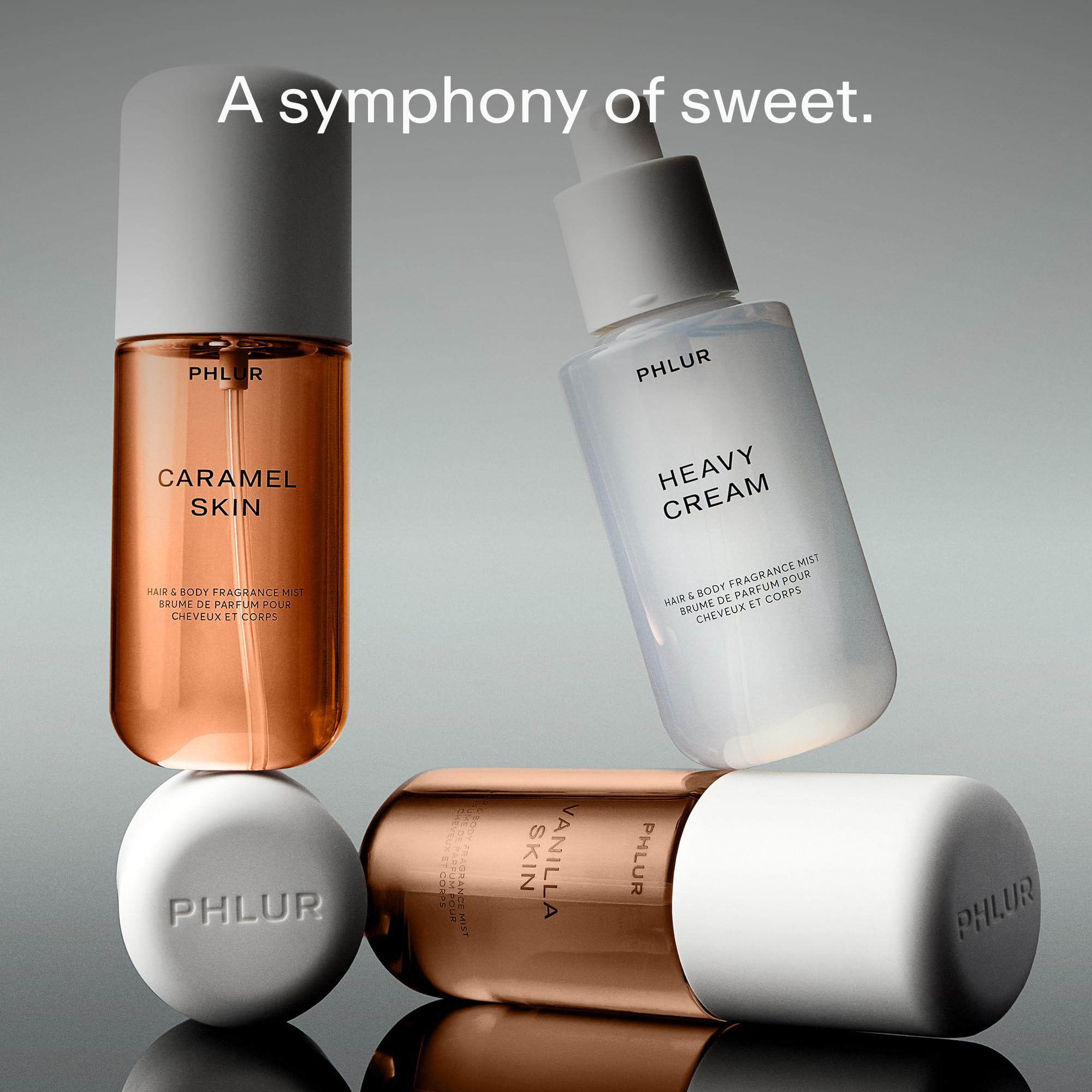 PHLUR Sweet Skin Trio — 3pc Travel Size Body Mists (Vanilla Skin, Heavy Cream, Caramel Skin)