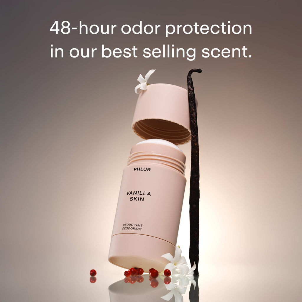 PHLUR Vanilla Skin Deodorant Duo – 48-Hour Odor Protection, Aluminum & Baking Soda Free