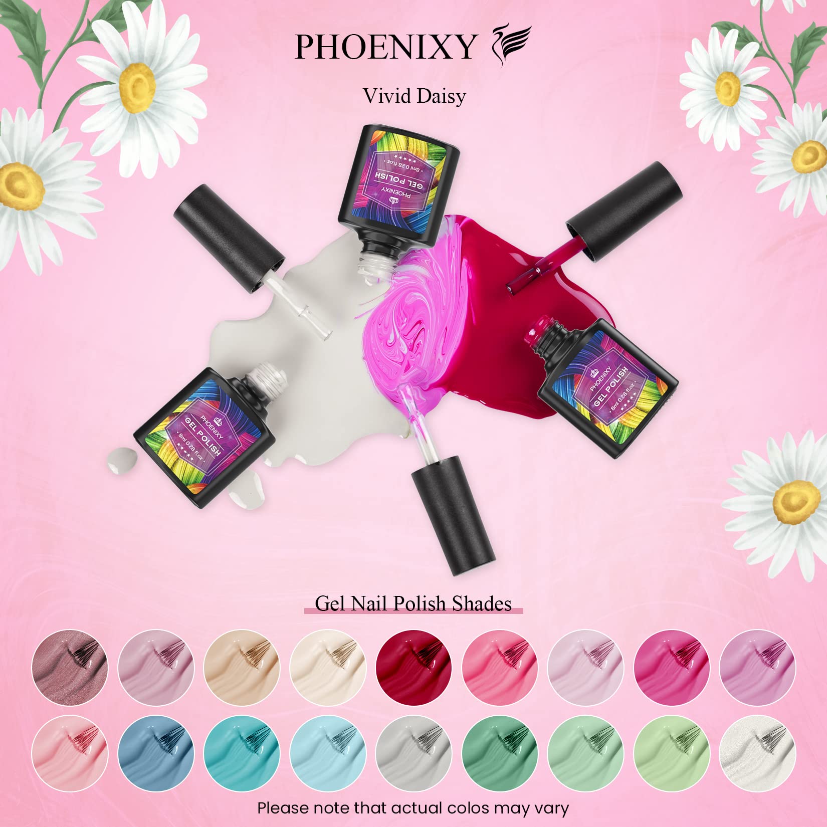 Phoenixy Gel Nail Polish Kit with UV Light — 36-Piece Gel Nail Set for Women