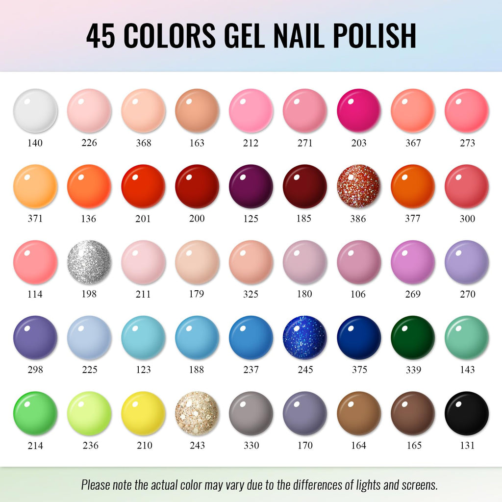 Phoenixy Gel Nail Polish Kit with UV Light — 64 Pcs, 45 Colors, All Seasons