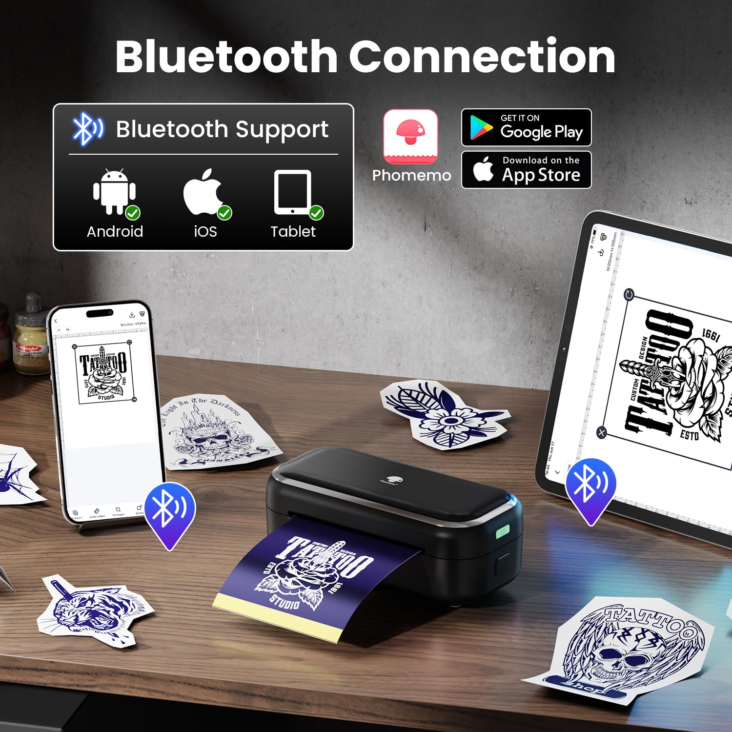 Phomemo TP31 Tattoo Printer — Portable Bluetooth Mini Tattoo Maker with 30 Transfer Papers