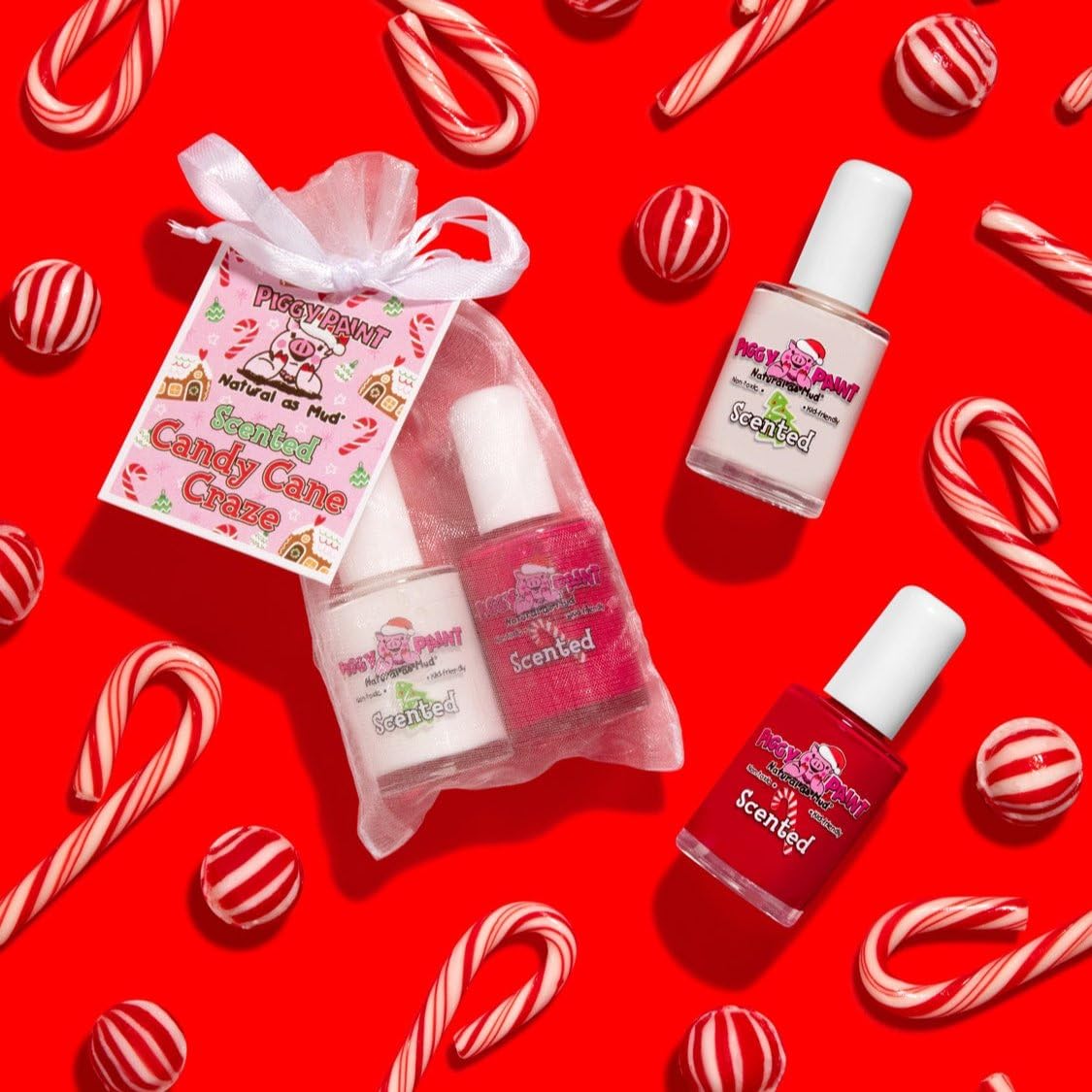 Piggy Paint Candy Cane Craze Scented Gift Set | 100% Non-Toxic, Vegan & Cruelty-Free