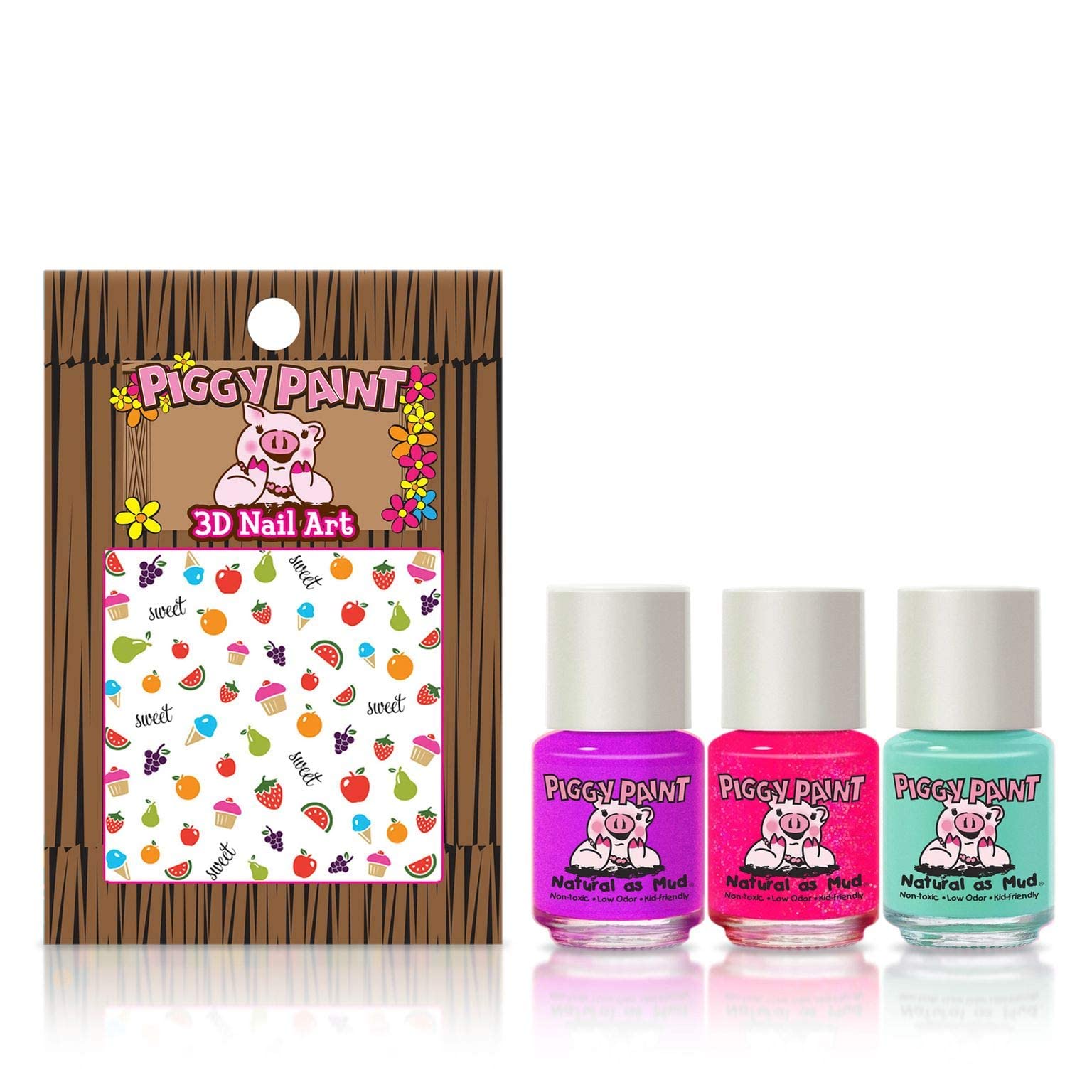 Piggy Paint Happy Hands Set – 3 Polish Colors + Nail Art for Safe, Creative Manicures