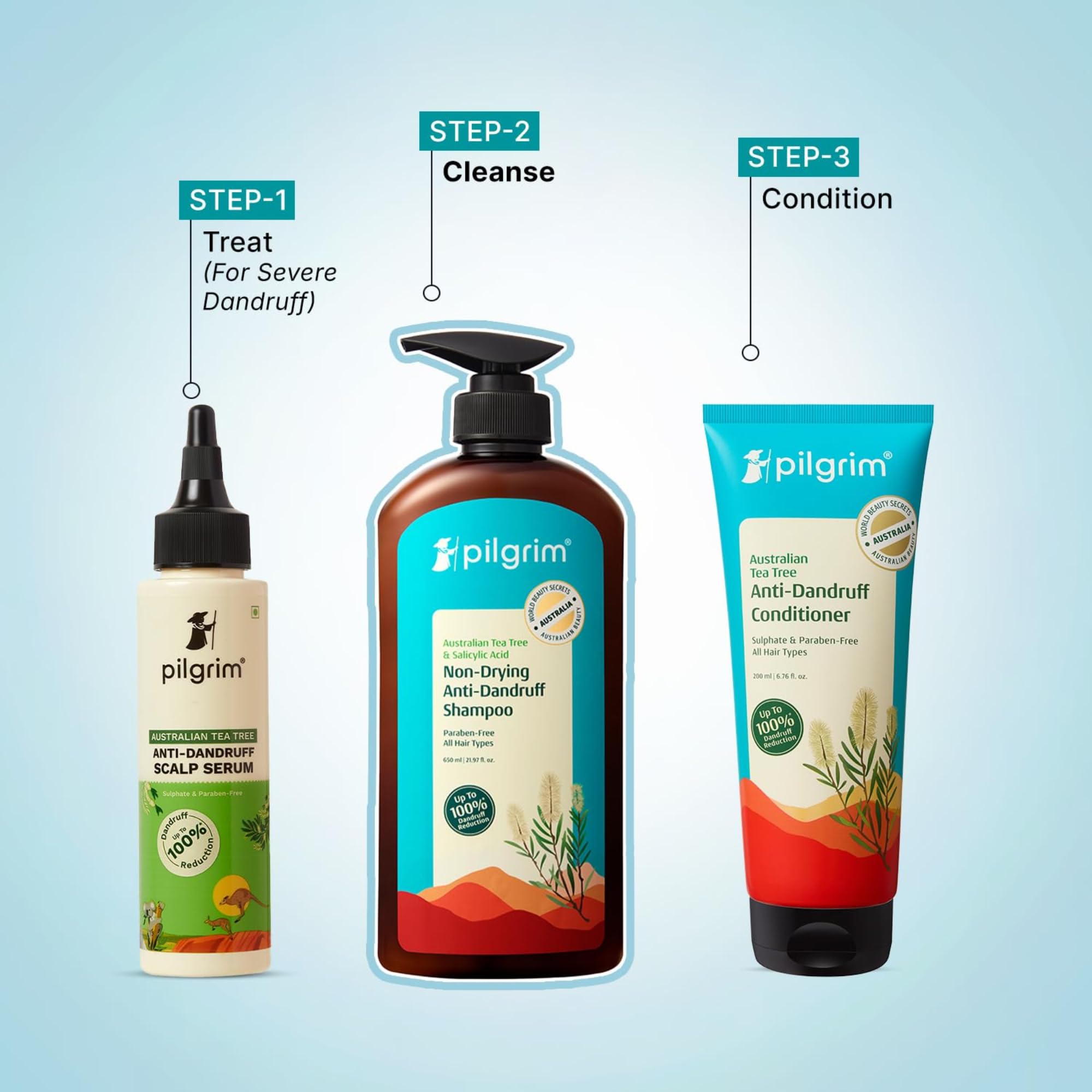 Pilgrim Anti-Dandruff Shampoo with Tea Tree & Salicylic Acid | Non-Drying