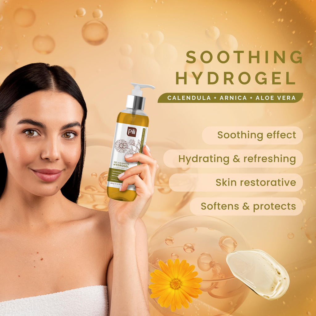 Pili Natural Hydrogel – Soothing Skin Gel with Arnica, Calendula, Centella Asiatica & Aloe Vera | Paraben & Alcohol Free | 8.8 oz