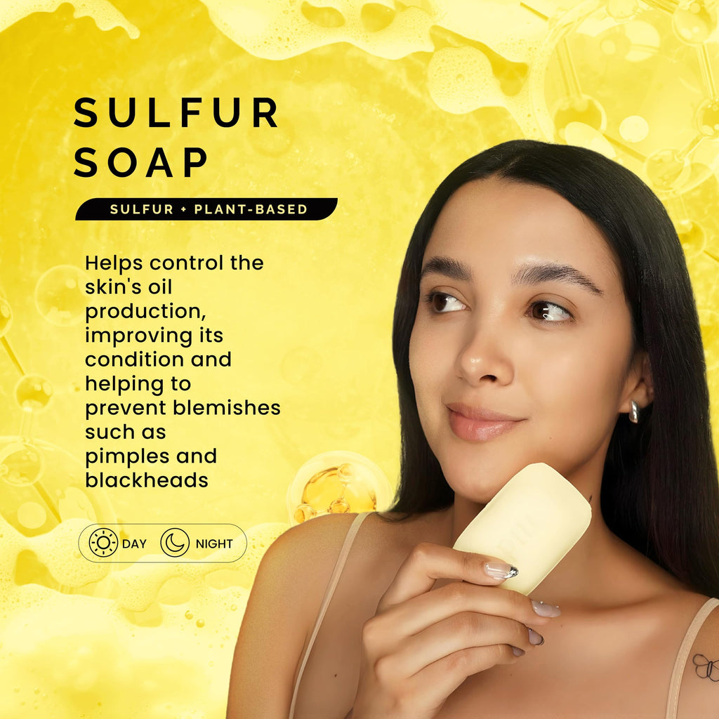 Pili Natural Sulfur Soap Bars (3 Pack) – Deep Cleansing & Oil Control for All Skin Types