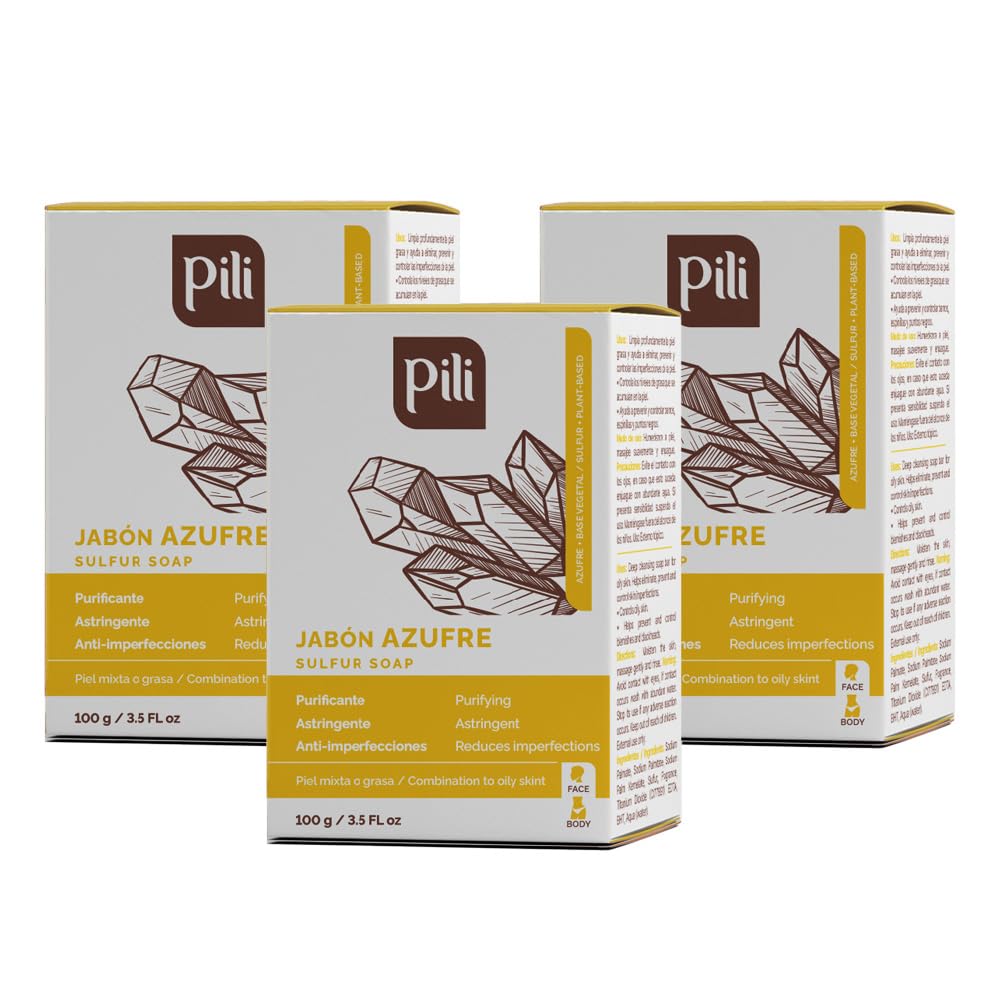 Pili Natural Sulfur Soap Bars (3 Pack) – Deep Cleansing & Oil Control for All Skin Types
