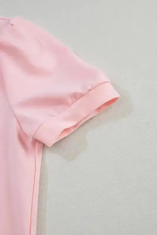 Pink Polo V-Neck Puff Sleeve Top Women UK