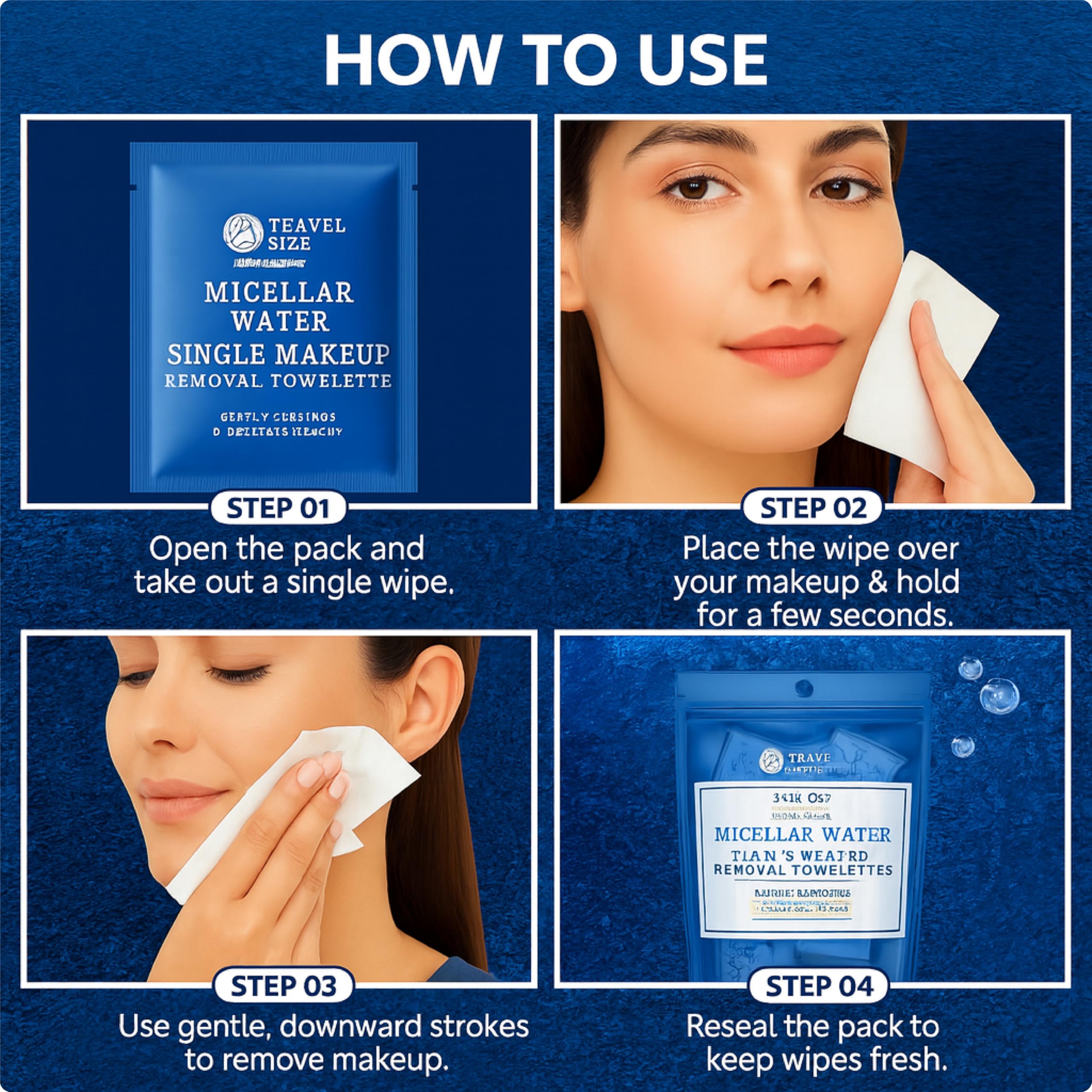 Pink Sky Micellar Water Makeup Remover Wipes – 40 Travel-Ready Hydrating Towelettes