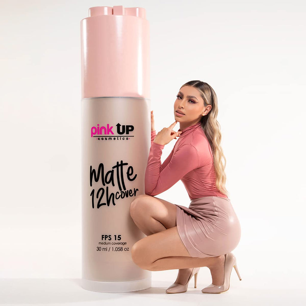 Pink Up Matte Cover Liquid Foundation SPF 15 – 12-Hour Matte Wear, Medium Coverage, Tan