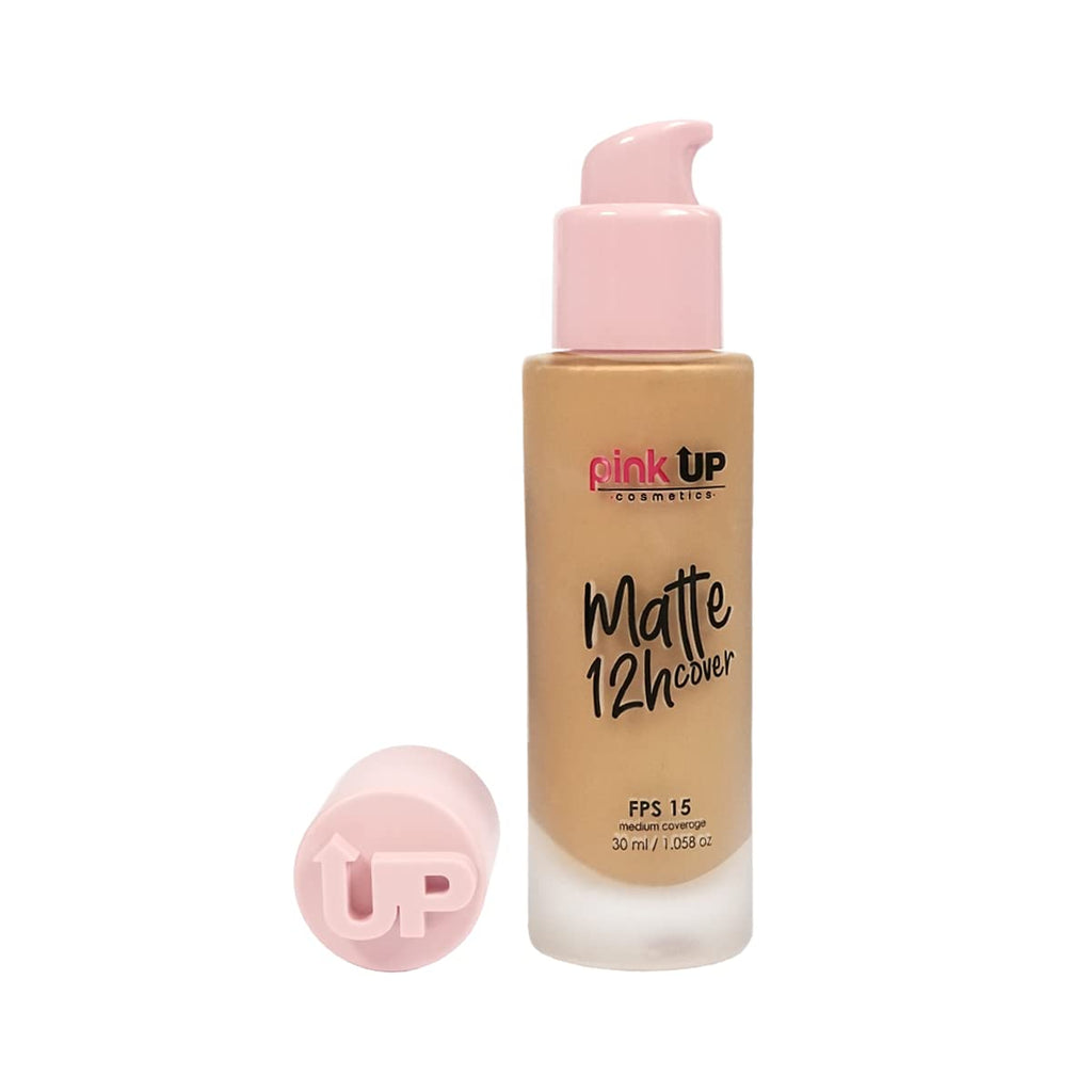 Pink Up Matte Cover Liquid Foundation SPF 15 – 12-Hour Matte Wear, Medium Coverage, Tan