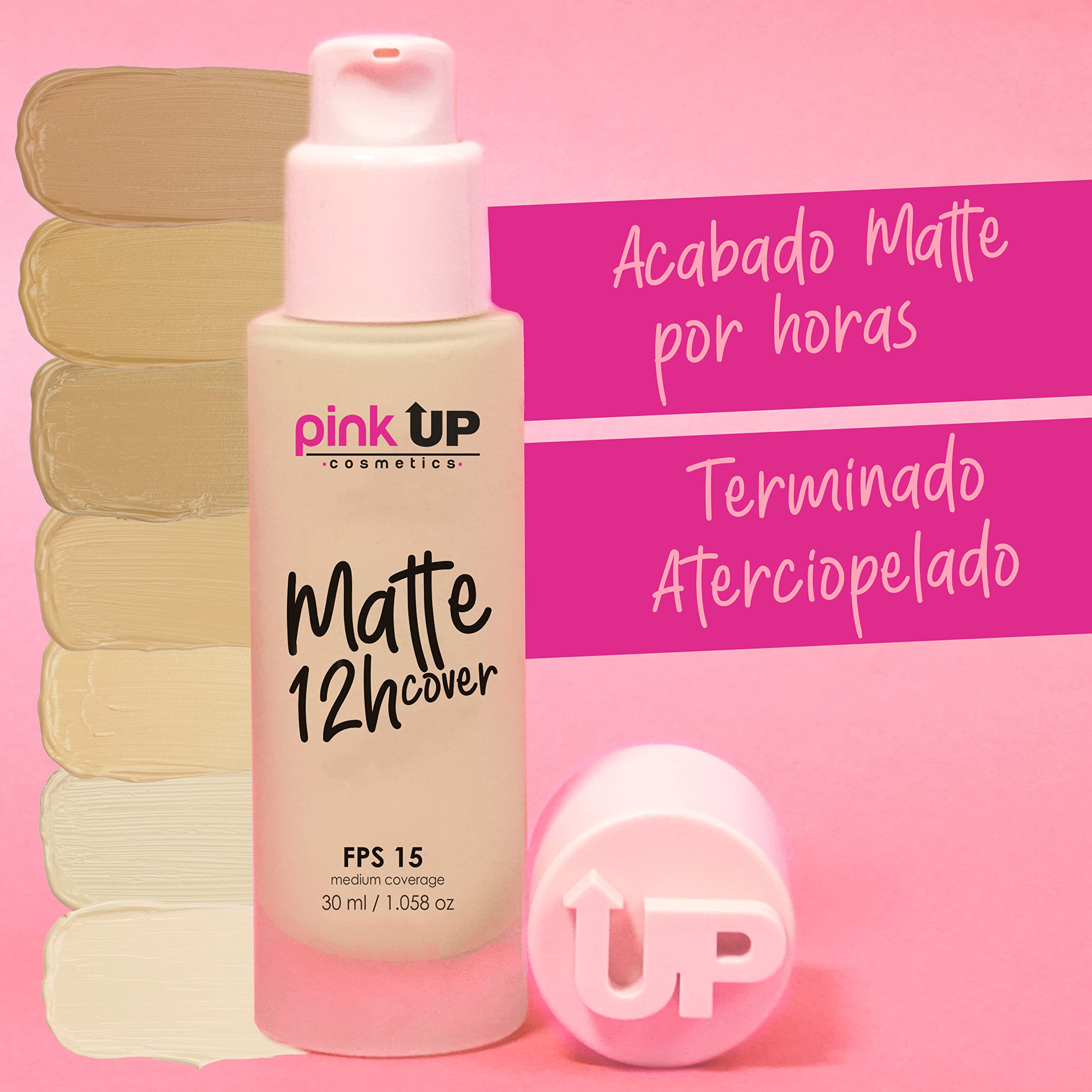 Pink Up Matte Cover Liquid Foundation SPF 15 – 12-Hour Matte Wear, Medium Coverage, Tan