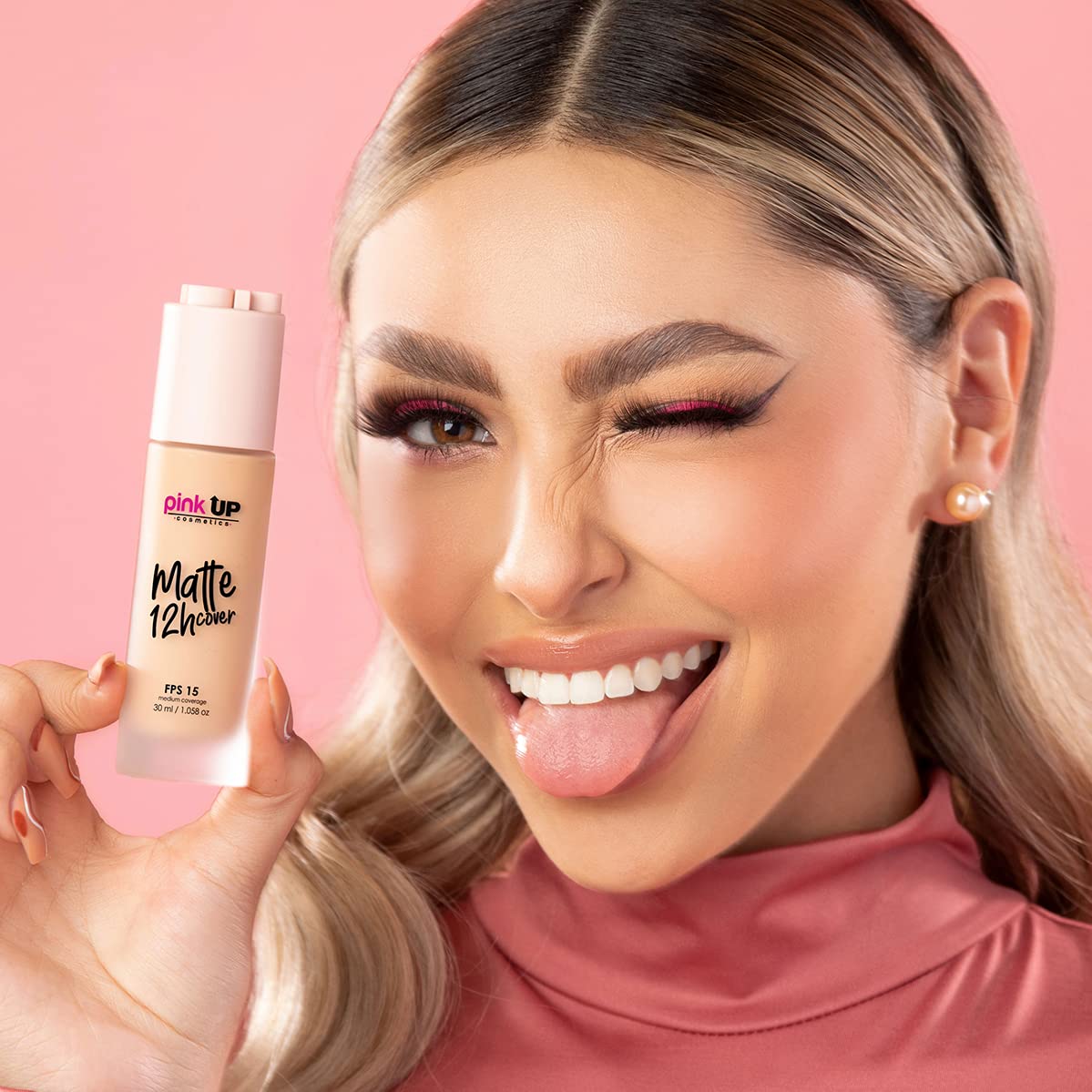 Pink Up Matte Cover Liquid Foundation SPF 15 – 12-Hour Matte Wear, Medium Coverage, Tan