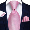 Pink Geometric Silk Tie - With Matching Cufflinks & Pocket Square