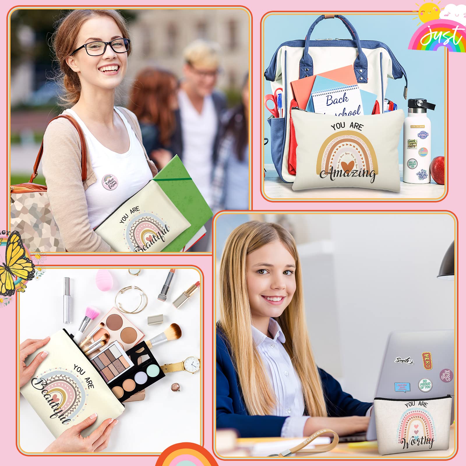Pinkunn 68 Pcs Inspirational Gifts Bulk – Rainbow Bags & Accessories