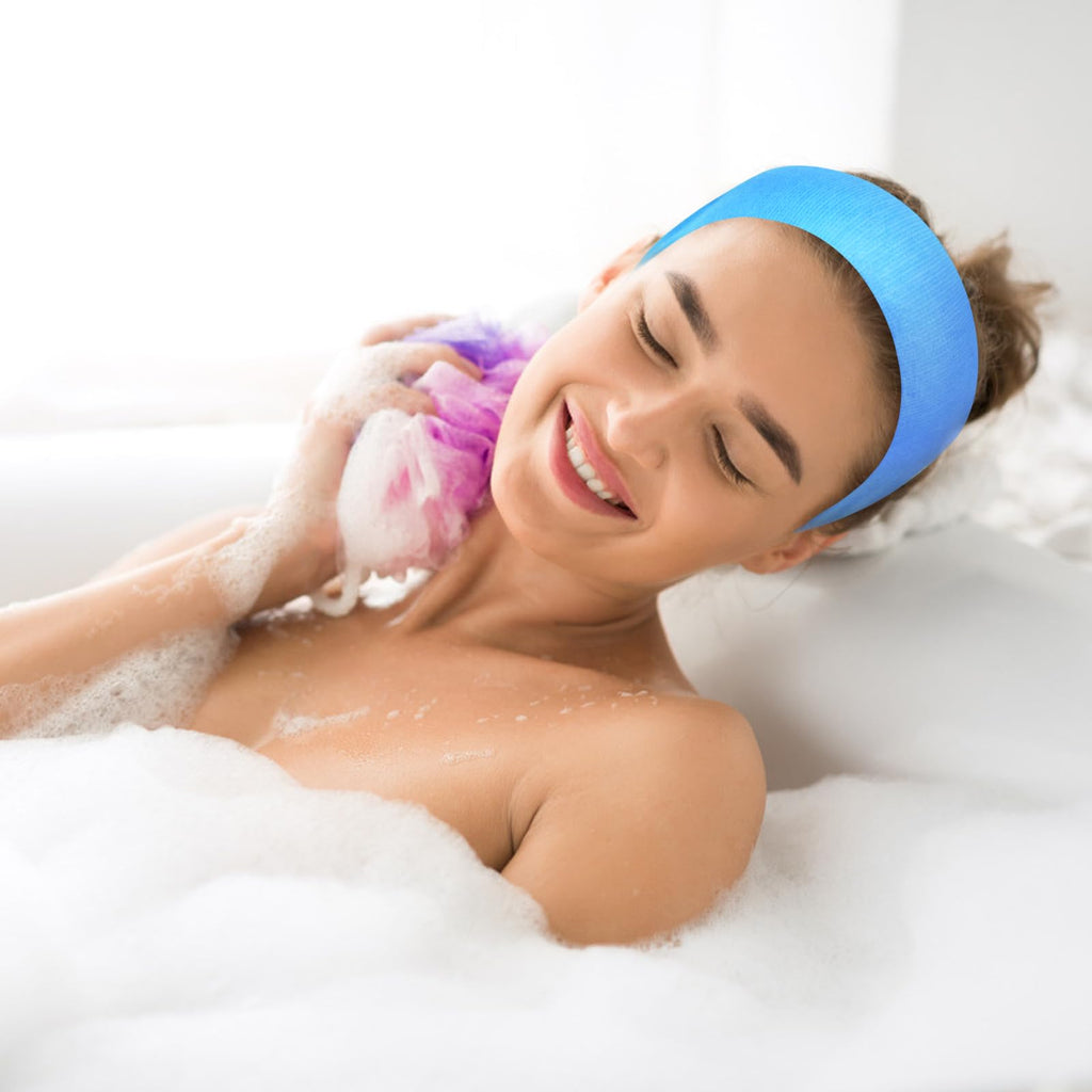 PINKXHY 128-Count Disposable Spa Facial Headbands – Blue Non-Woven, Soft Hair Care for Salons