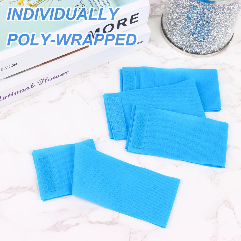 PINKXHY 128-Count Disposable Spa Facial Headbands – Blue Non-Woven, Soft Hair Care for Salons