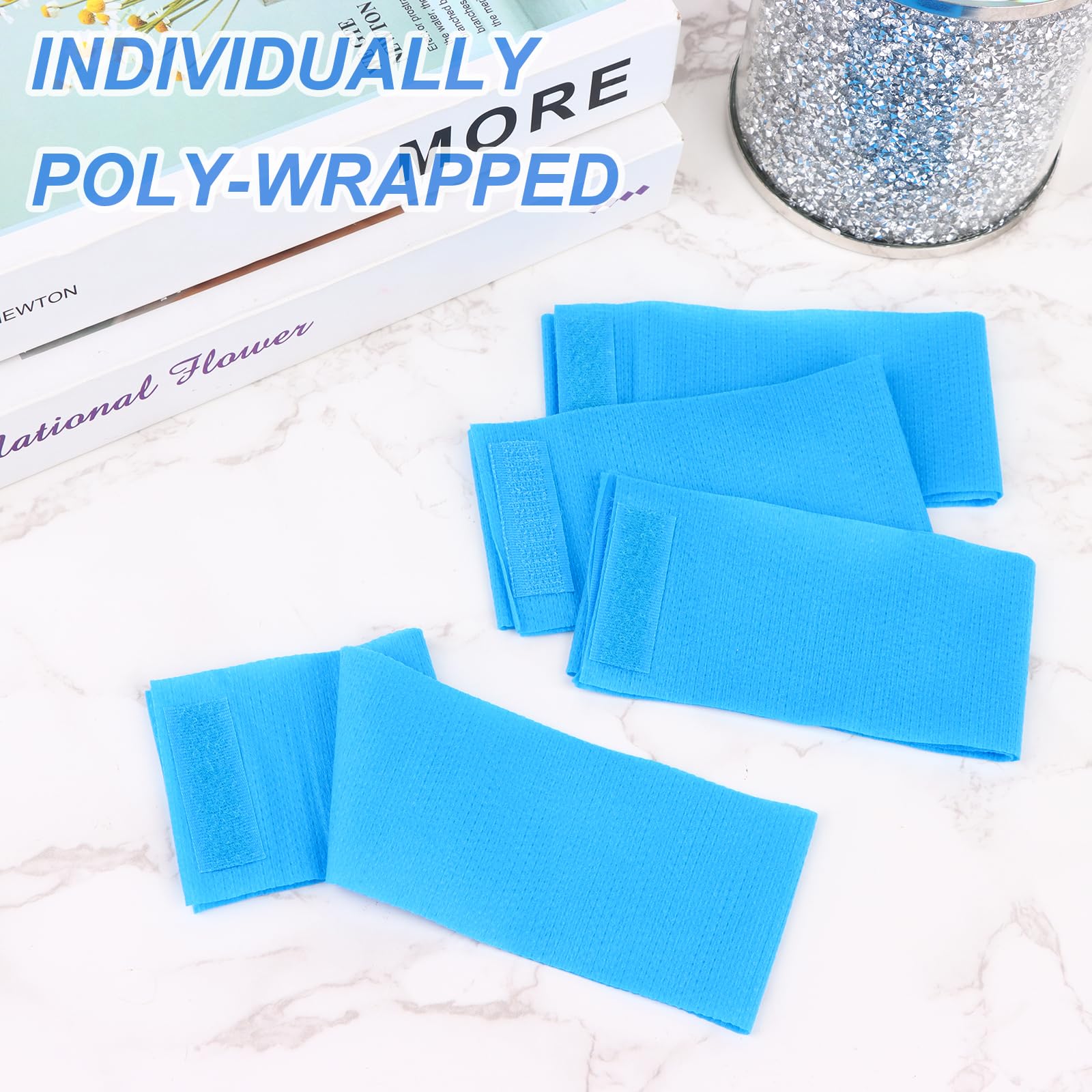 PINKXHY 128-Count Disposable Spa Facial Headbands – Blue Non-Woven, Soft Hair Care for Salons