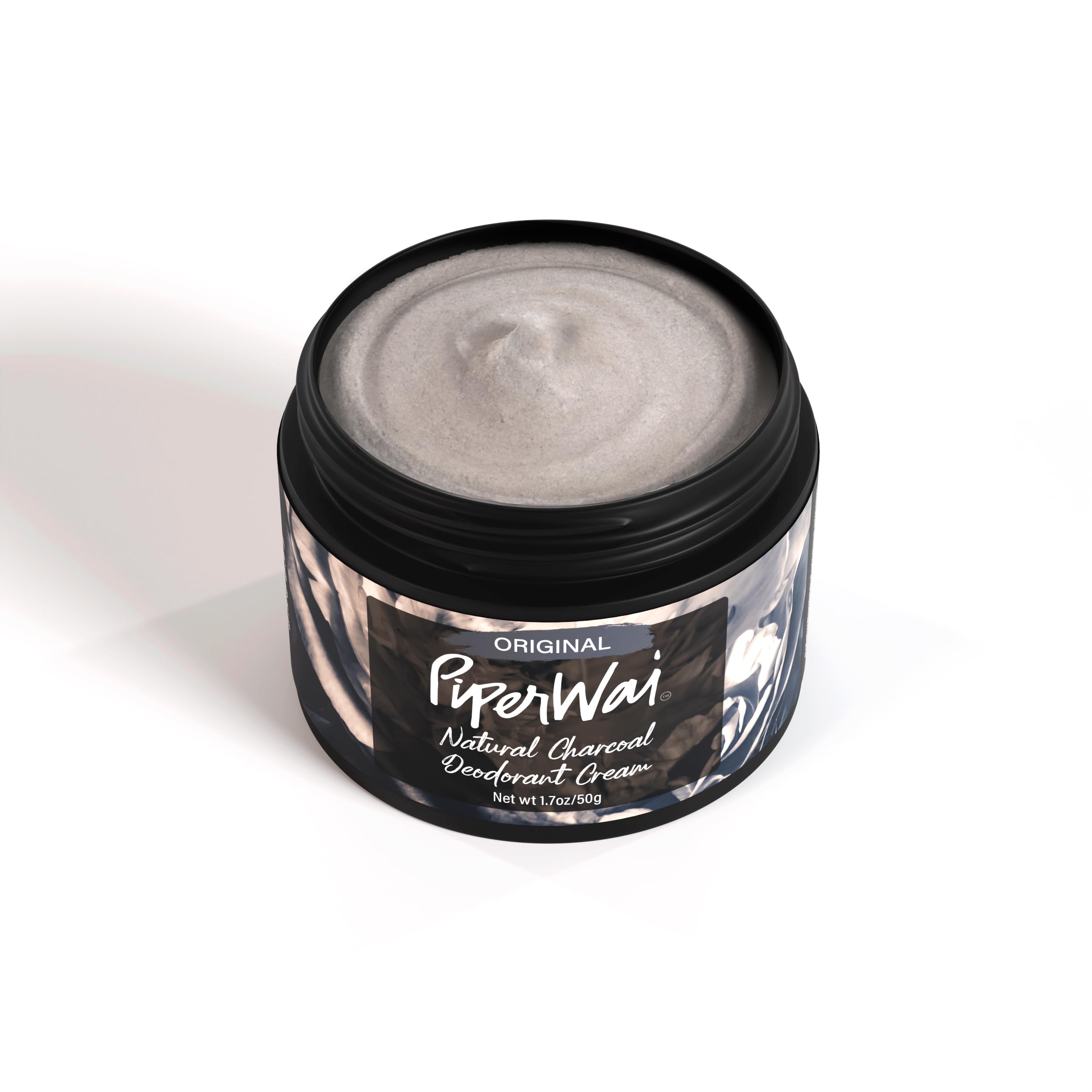 PiperWai Natural Deodorant Cream – Aluminum-Free, Activated Charcoal & Magnesium | Vegan 2 oz Jar (2-Pack)