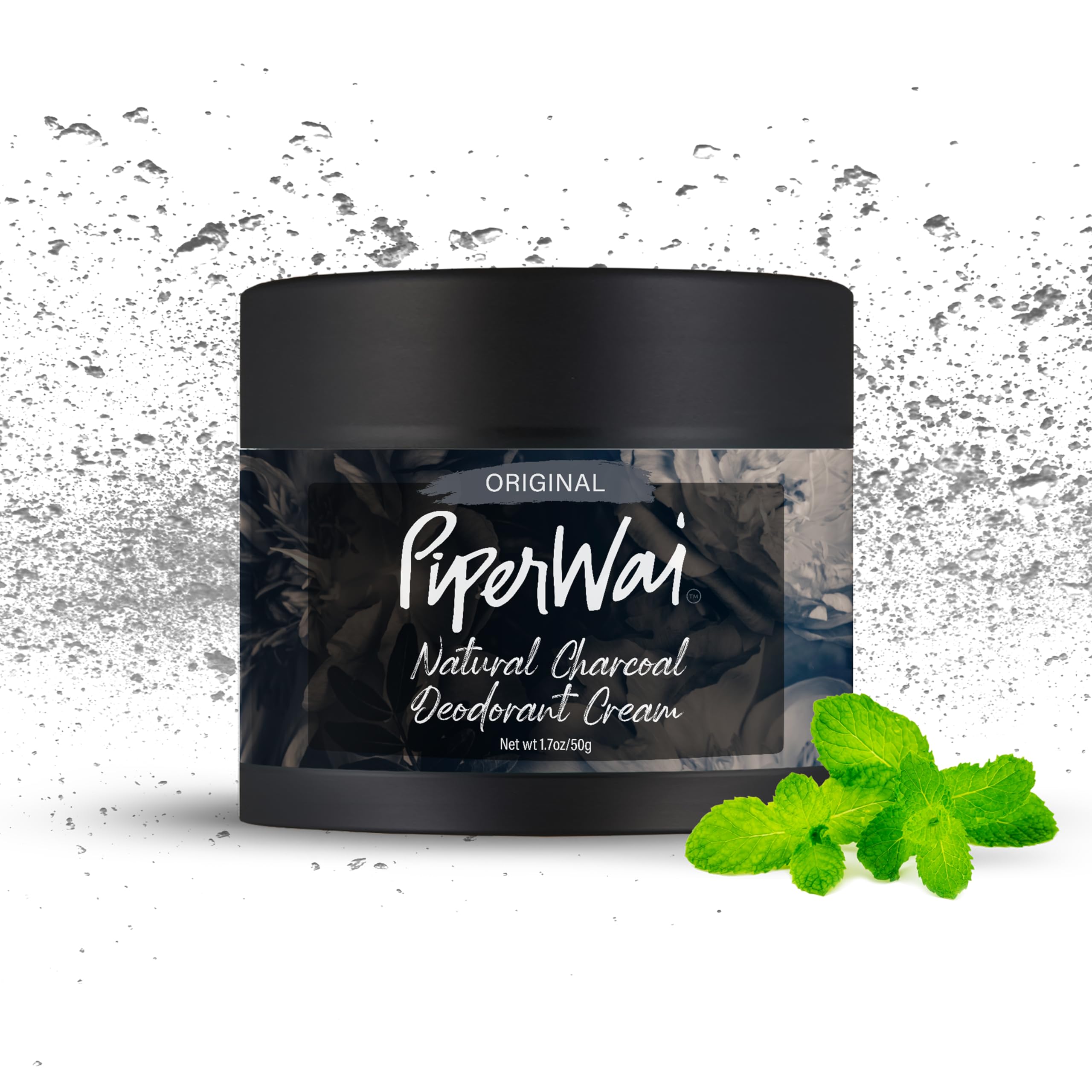 PiperWai Natural Deodorant Cream – Aluminum-Free, Activated Charcoal & Magnesium | Vegan 2 oz Jar (2-Pack)
