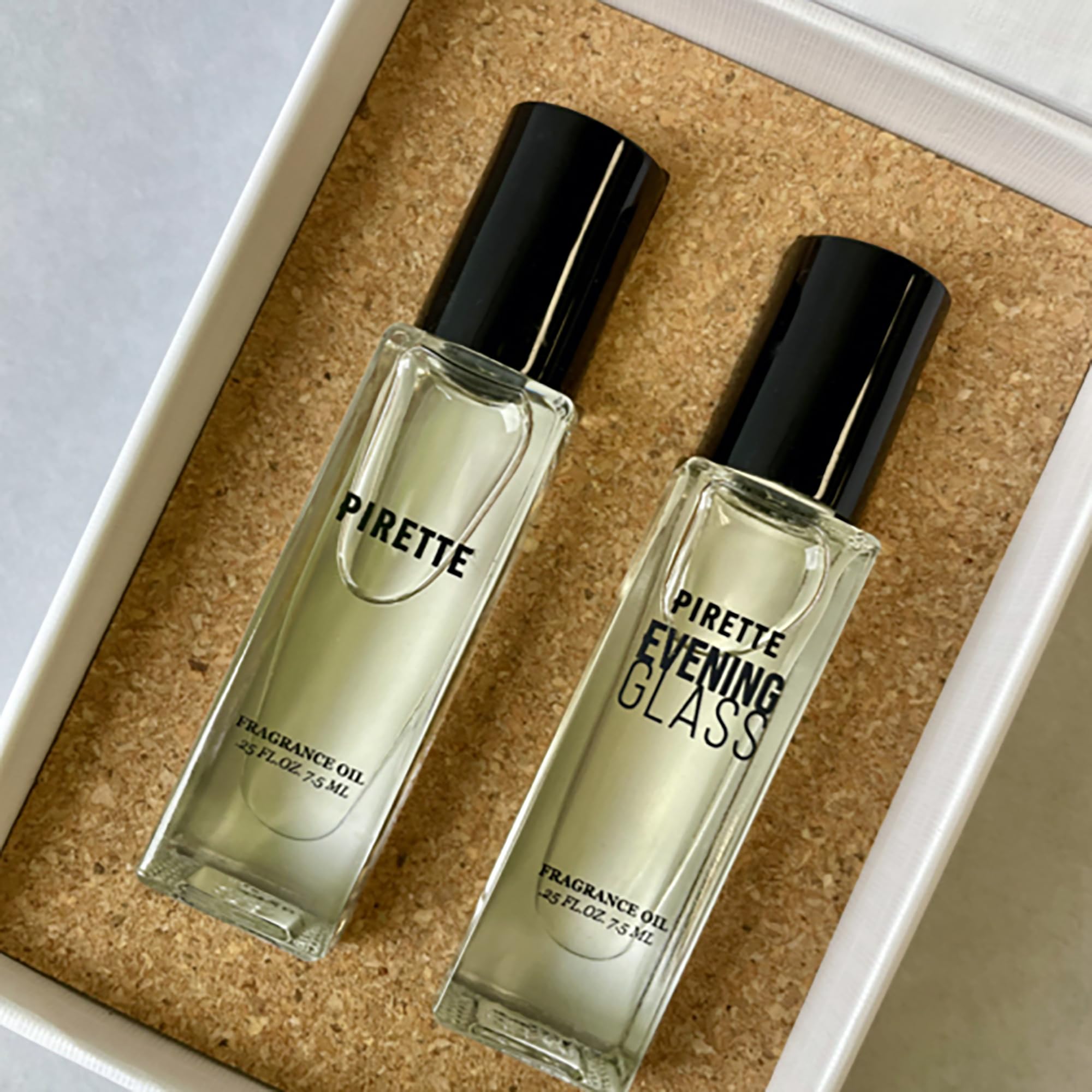 PIRETTE Mini Fragrance Oil Roll-On Duo – Beach & Evening Glass, 2 x 0.25 fl oz Travel Set
