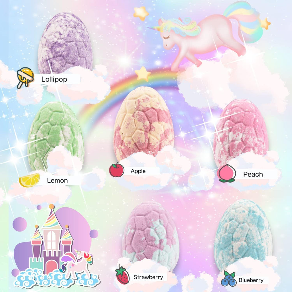 Piroo Unicorn Bath Bombs for Kids – Surprise Jewelry Inside (6-Pack) | Bath Toys for Girls 4-8