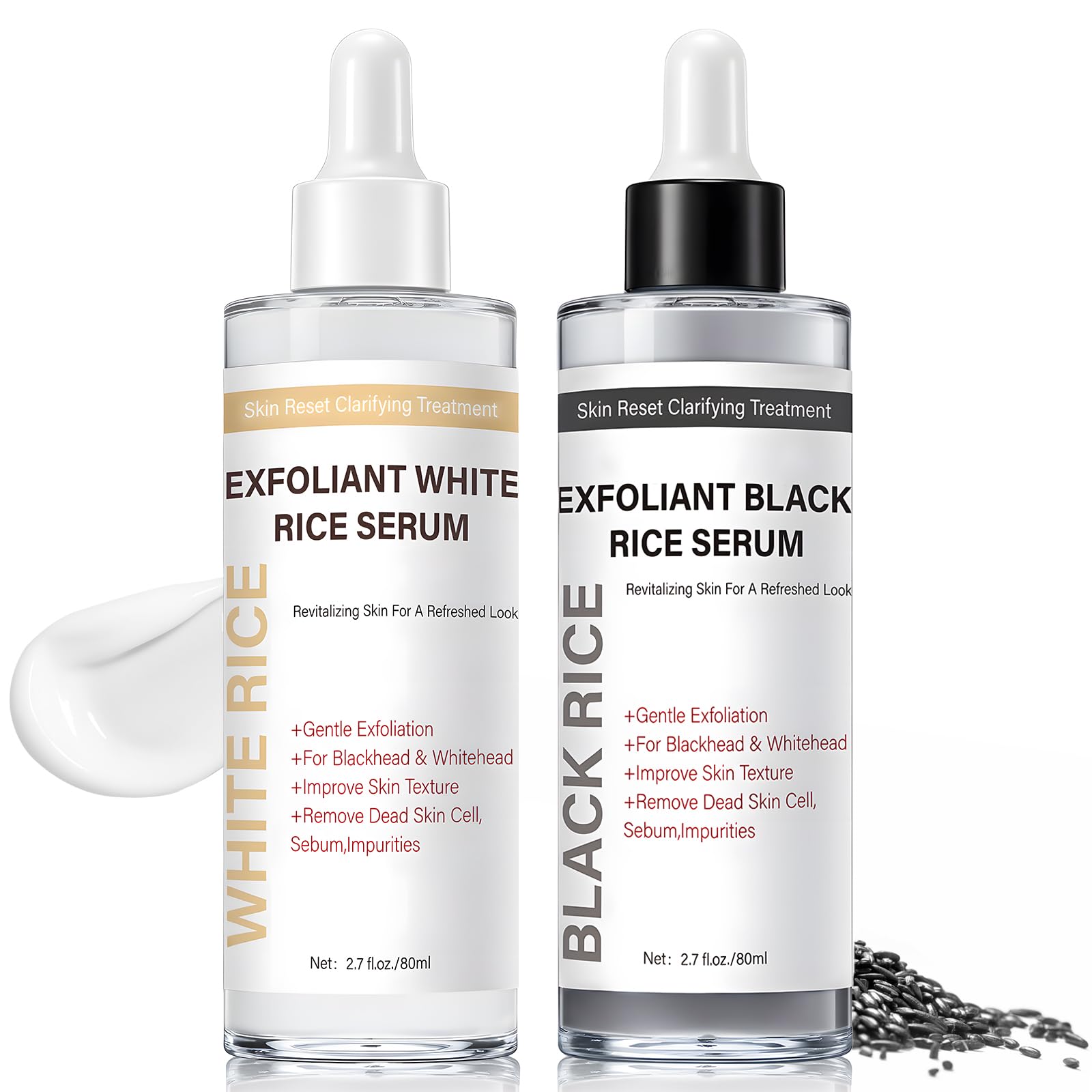 PIVETOS Glow Rice Exfoliant Duo - Gentle Face & Body Exfoliant Ampoule Set