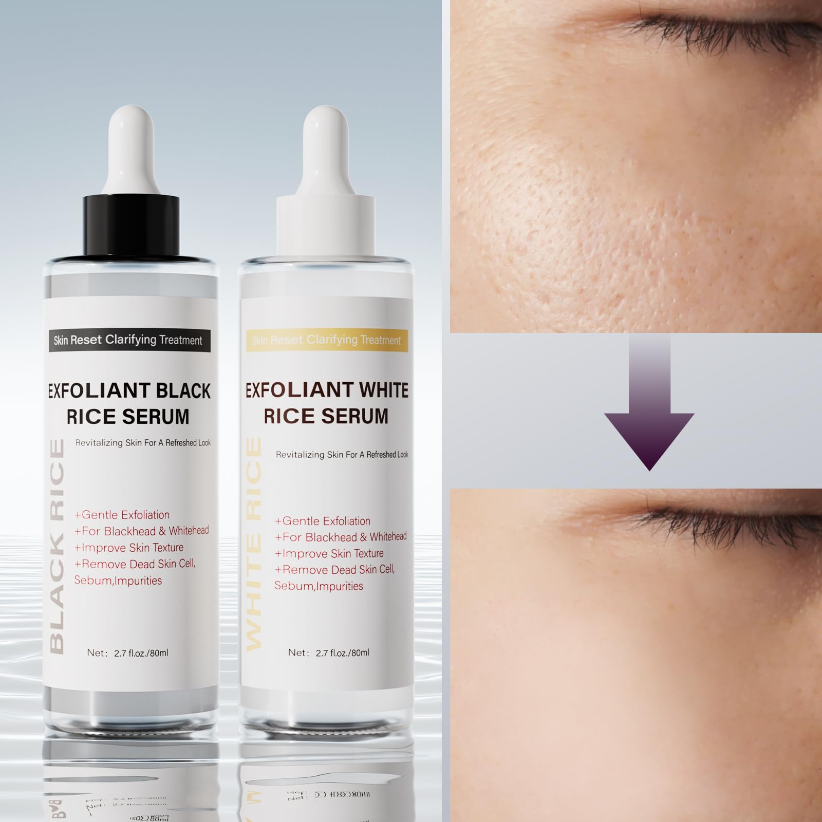 PIVETOS Glow Rice Exfoliant Duo - Gentle Face & Body Exfoliant Ampoule Set
