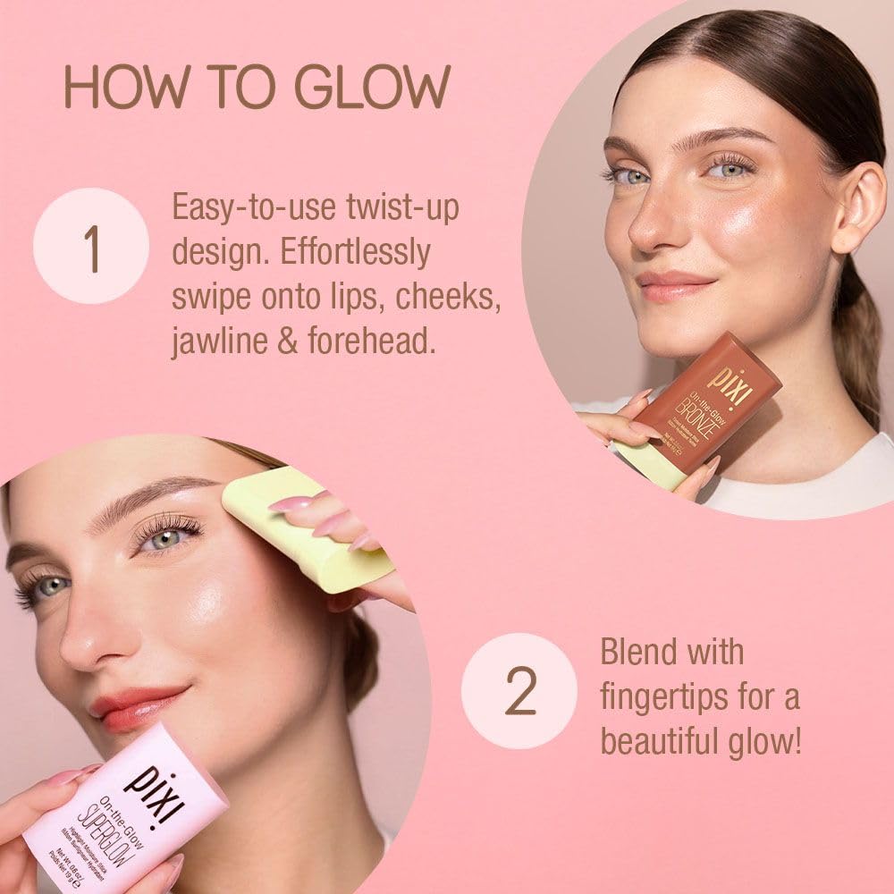Pixi Beaming Bliss On-the-Glow Trio – Hydrating Cheek Tint, Bronzer & Highlighter (Travel Size, Vegan)