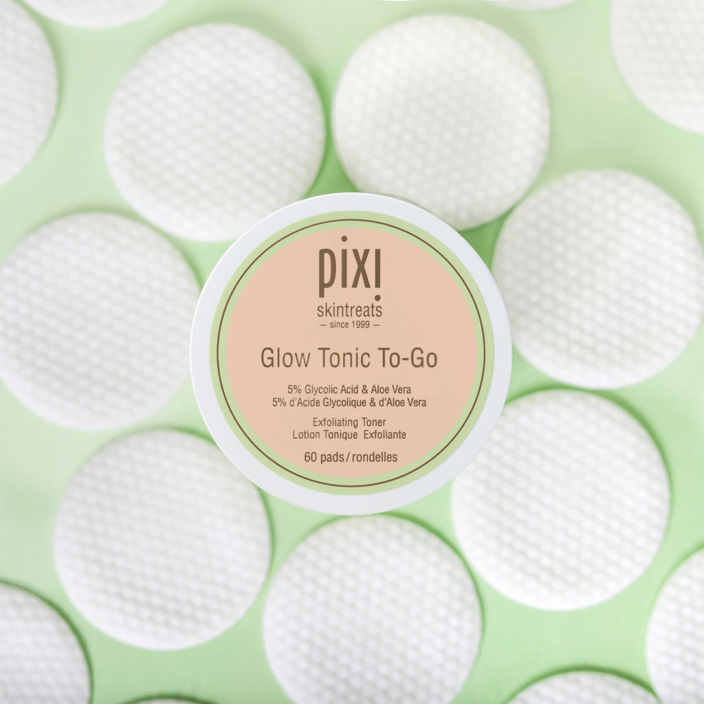 Pixi Glow Tonic to-Go — Gentle, Alcohol-Free Exfoliating Toner Pads for Daily Brightening (60 Pads)