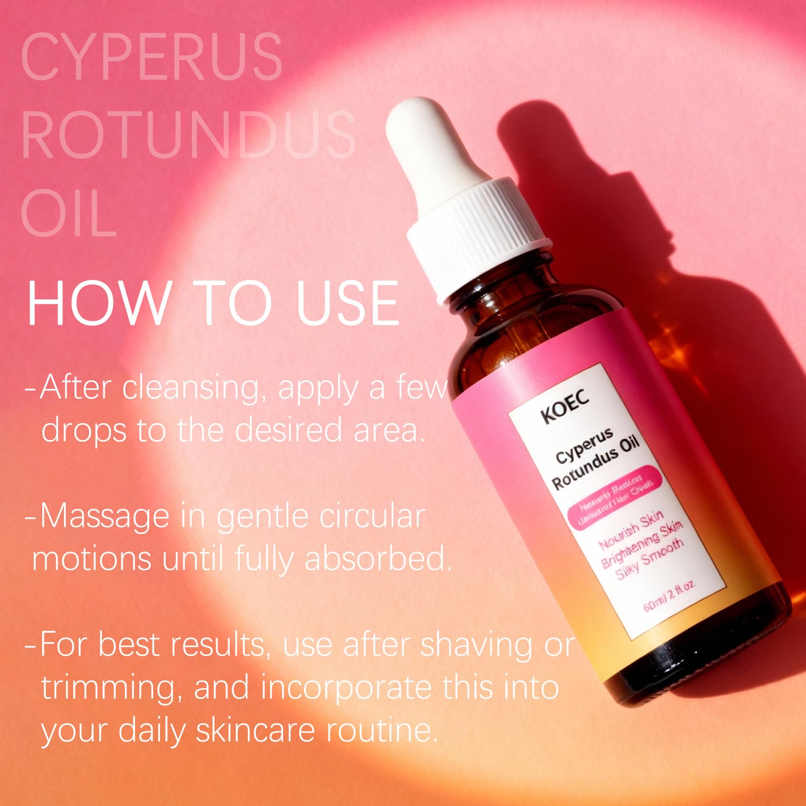 PKQLQ Organic Cyperus Rotundus Oil for Hair Removal – Pure, Natural Hair Inhibitor for Face & Body