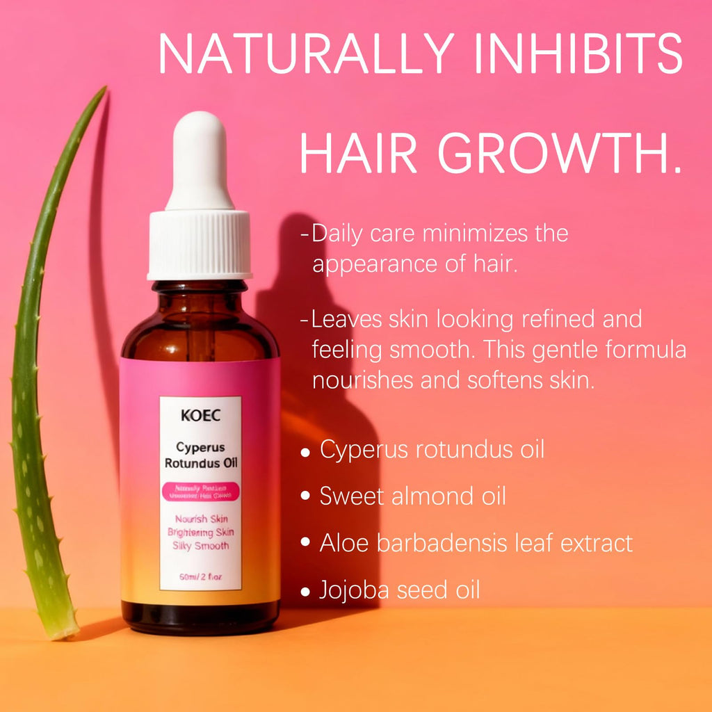 PKQLQ Organic Cyperus Rotundus Oil for Hair Removal – Pure, Natural Hair Inhibitor for Face & Body