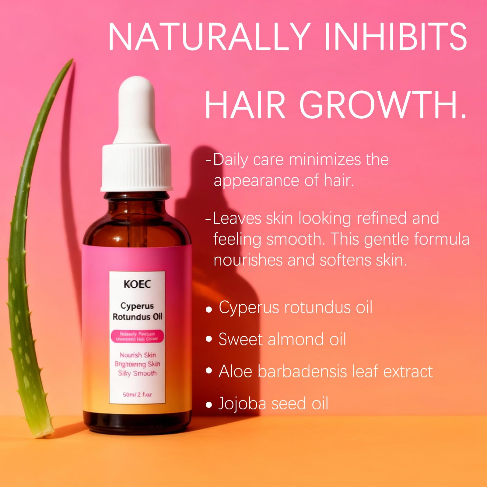 PKQLQ Organic Cyperus Rotundus Oil for Hair Removal – Pure, Natural Hair Inhibitor for Face & Body