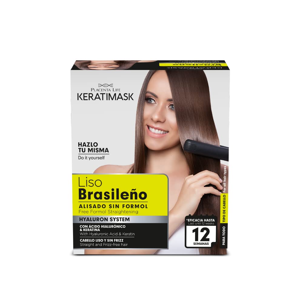Placenta Life Keratimask Hair Brazilian Straightening Kit – Hyaluronic Acid & Keratin, Formaldehyde-Free