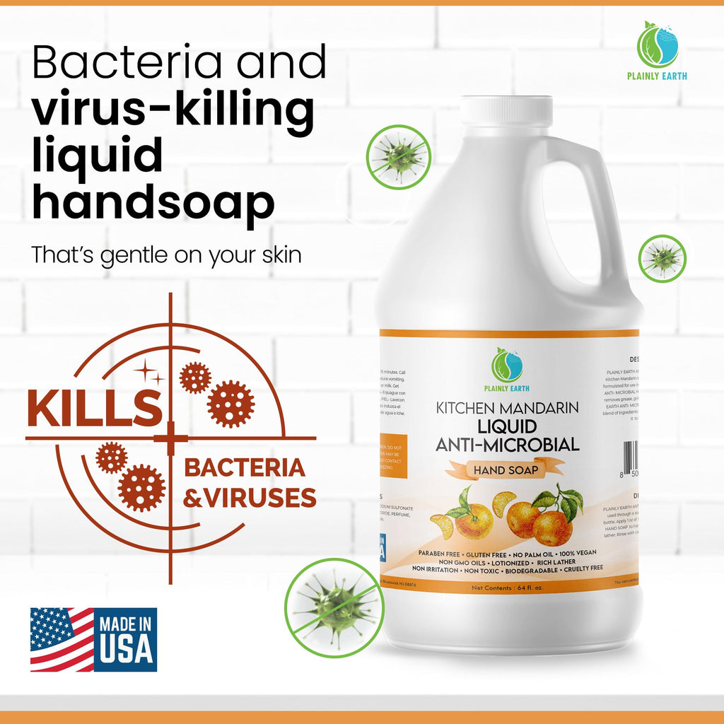 Plainly Earth Antimicrobial Hand Soap – 64 oz Bulk Refill, Gentle, Vegan & Cruelty-Free