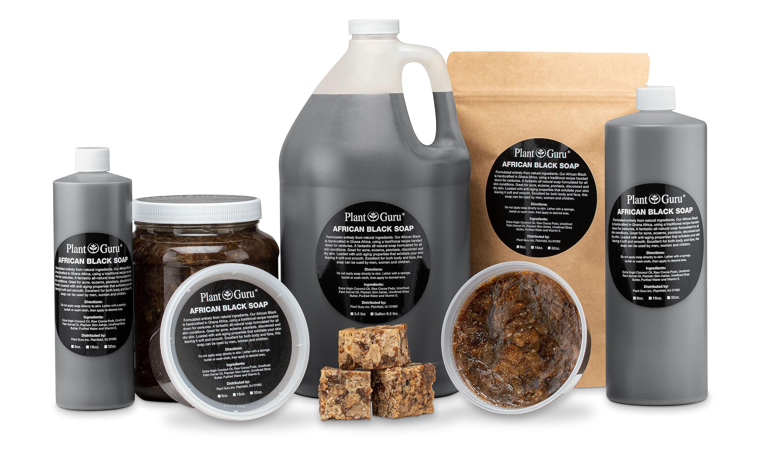 Plant Guru Raw African Black Soap – 3 lb Bulk Bars, 100% Natural from Ghana