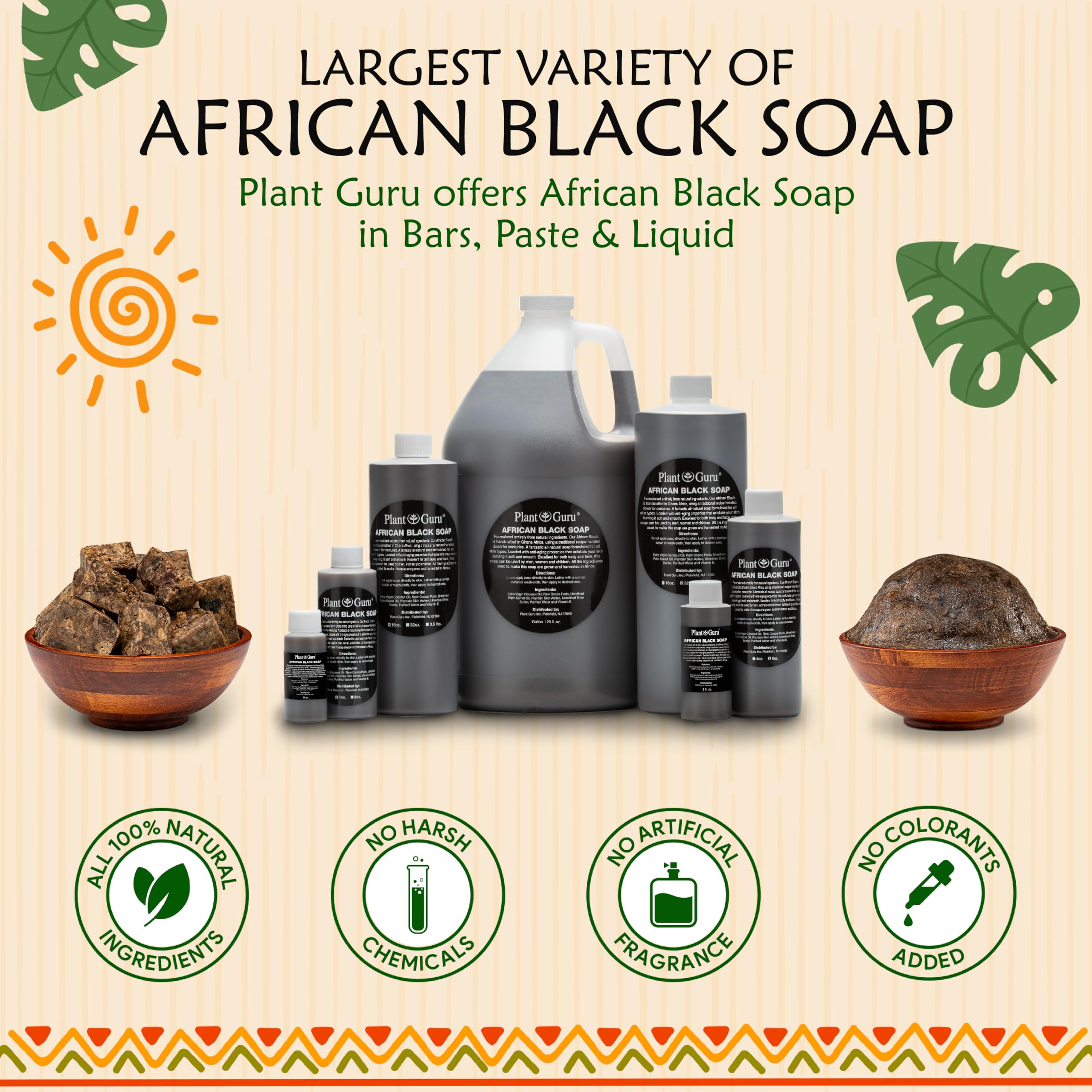 Plant Guru Raw African Black Soap – 5 lbs Bulk Bars, 100% Natural from Ghana