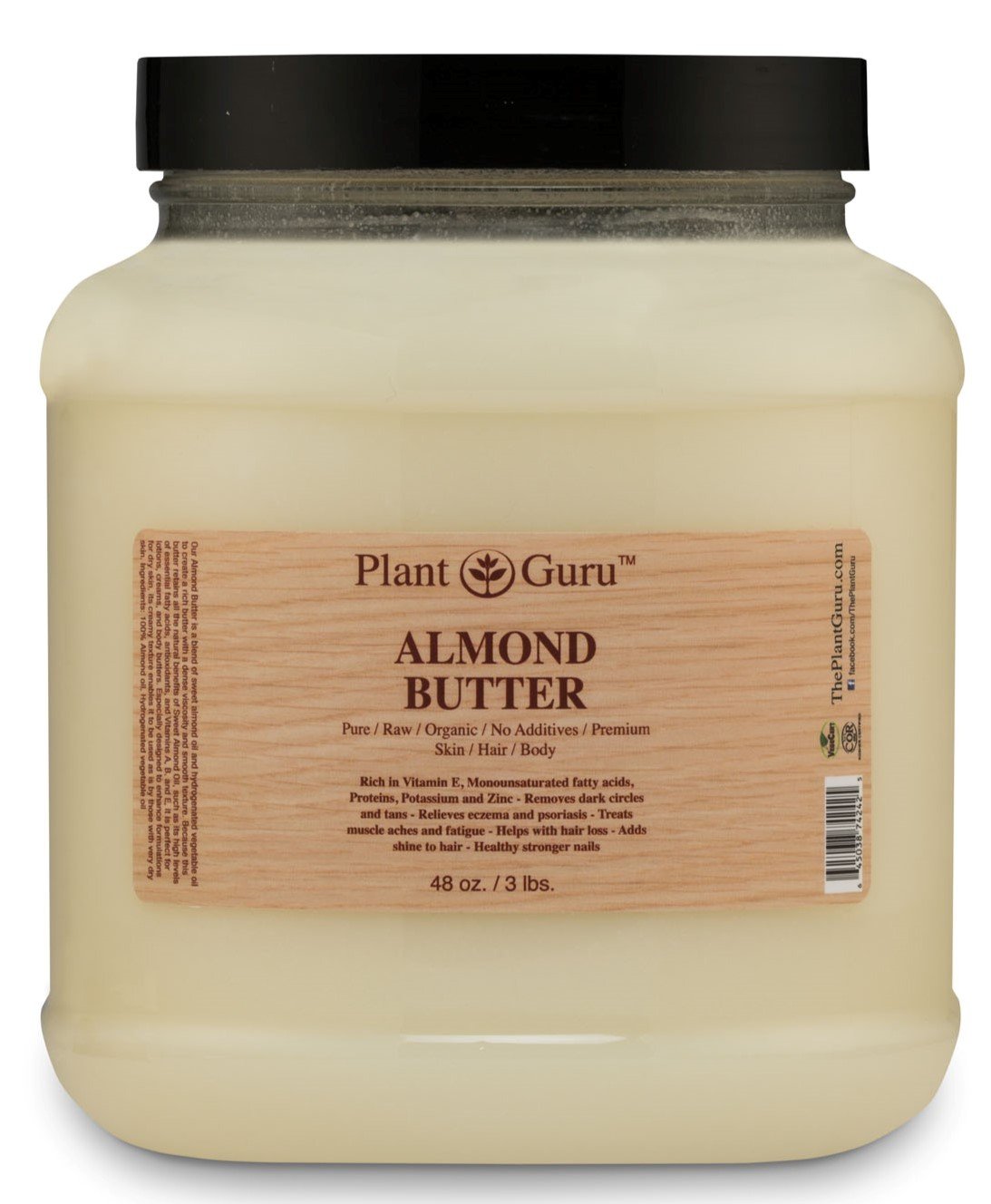 Plant Guru Almond Body Butter 3 lbs – 100% Pure, Raw, Cold-Pressed Moisturizer