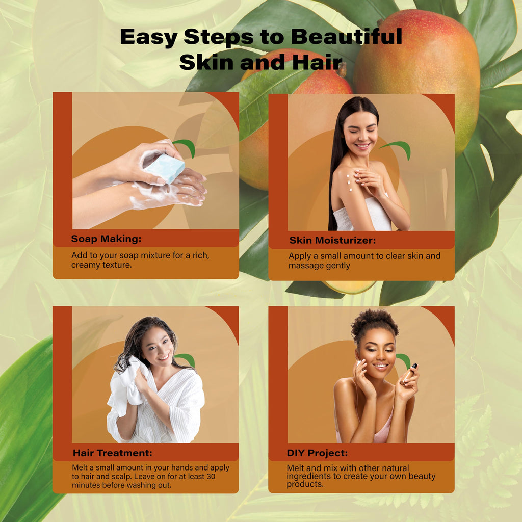 Plant Guru Raw Mango Butter 16 oz – 100% Pure, Unrefined for Skin & Hair