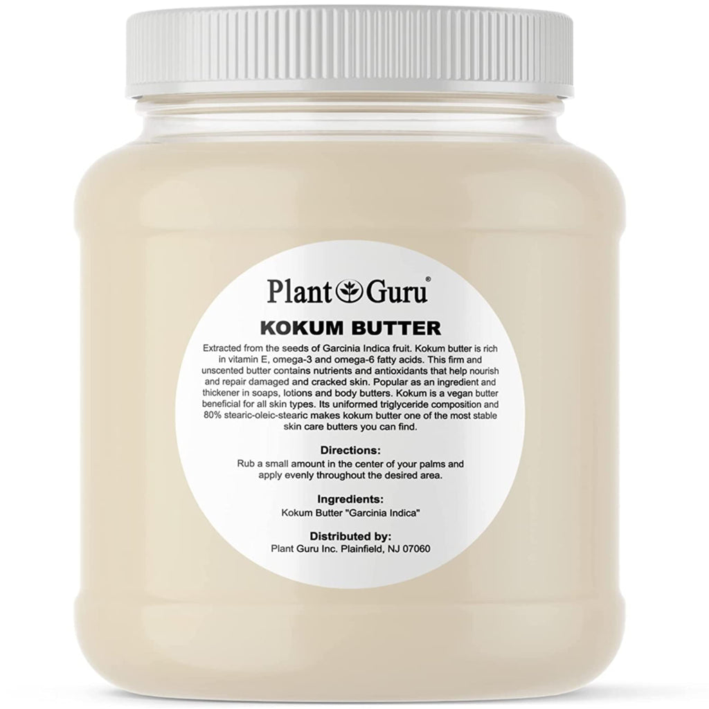 Plant Guru Raw Kokum Butter - 3 lbs Pure Vegan Skin & Hair Moisturizer