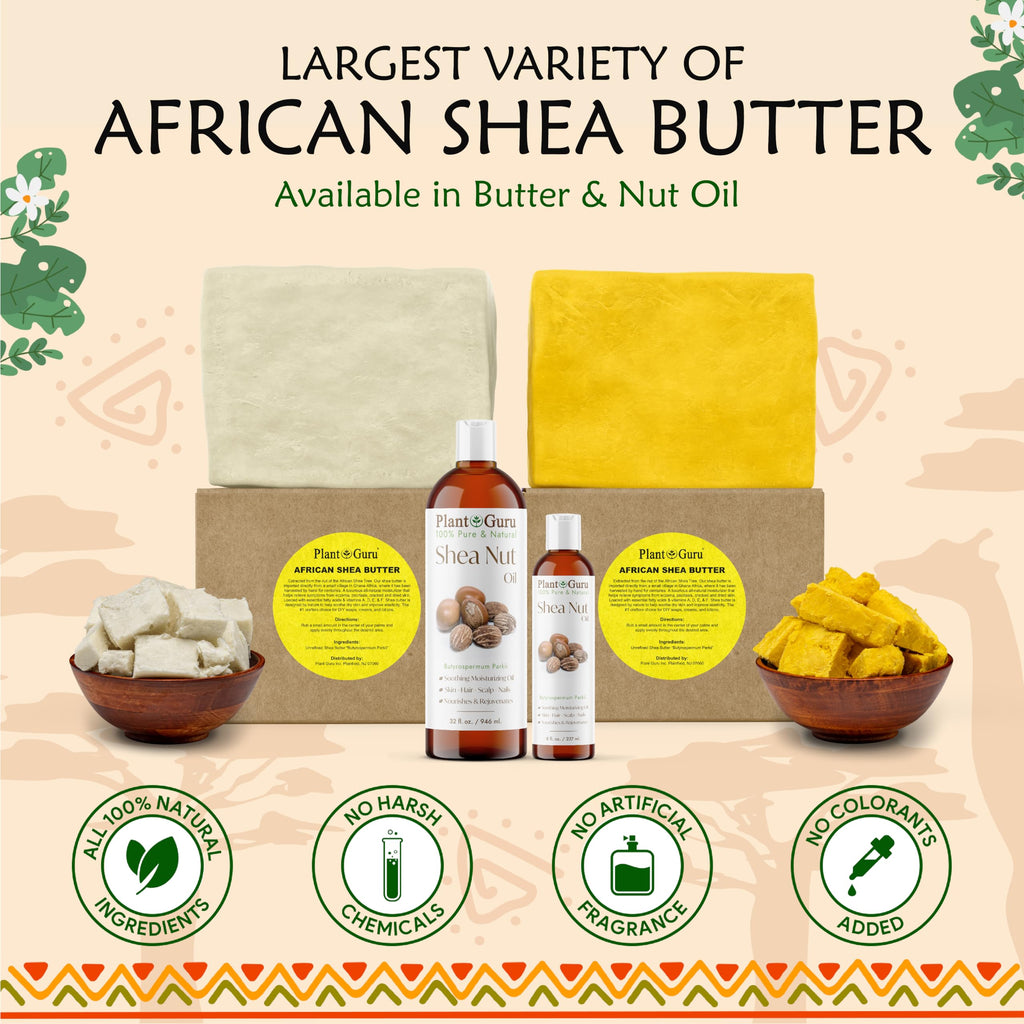 Plant Guru Raw African Shea Butter 3 lbs – 100% Pure, Unrefined Ivory Grade A