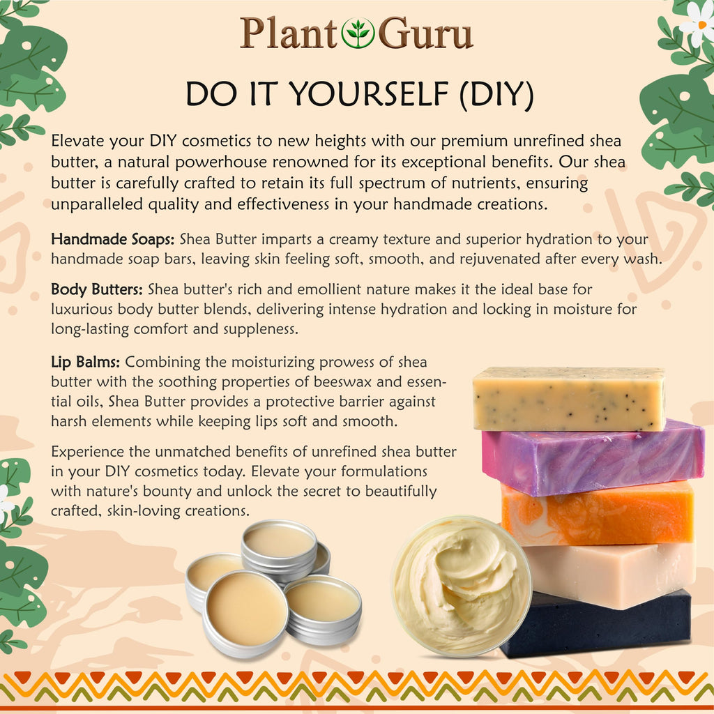 Plant Guru Raw African Shea Butter 3 lbs – 100% Pure, Unrefined Ivory Grade A