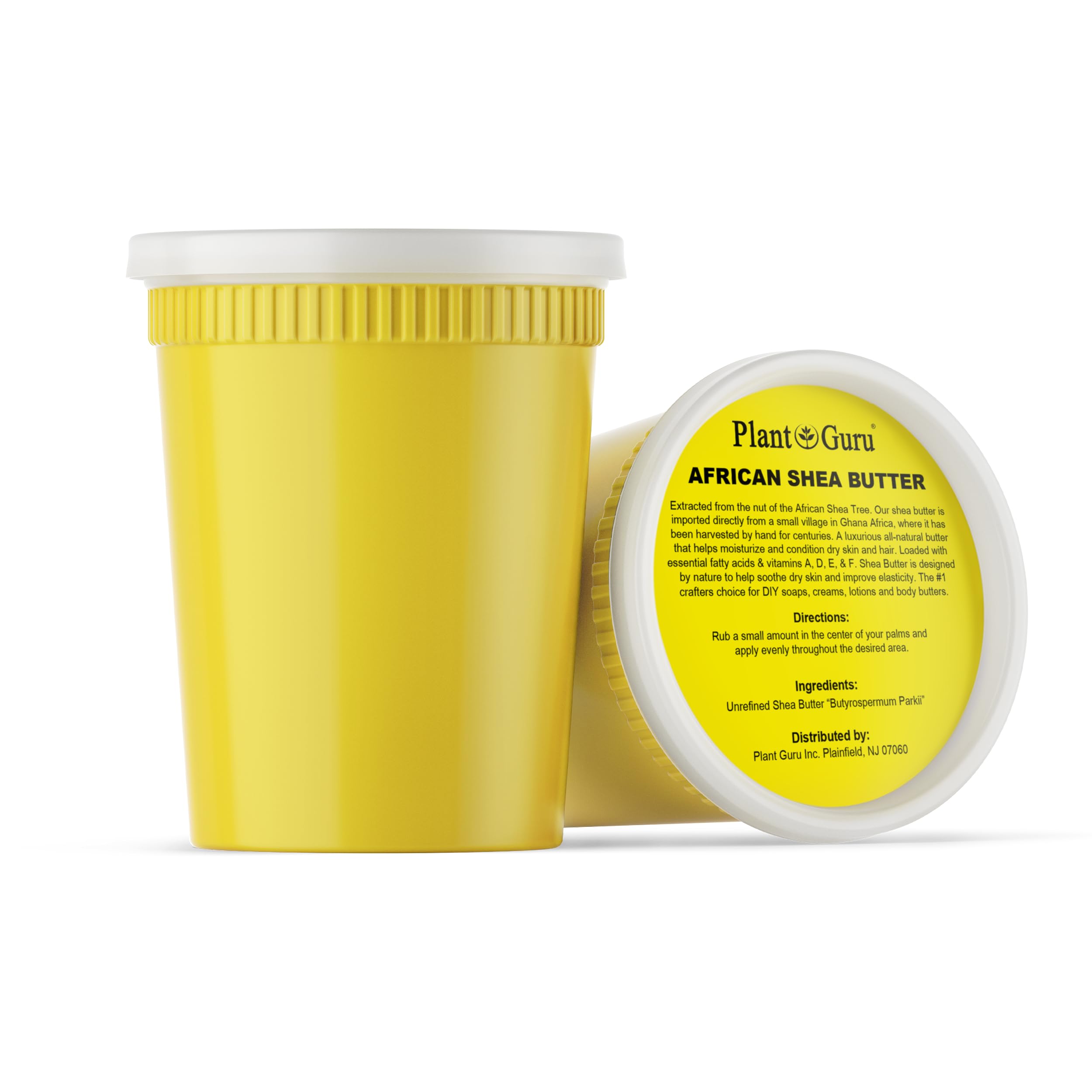 Plant Guru Raw African Shea Butter 32 oz Bulk — 100% Pure Unrefined Yellow Shea Butter for Skin, Hair & DIY Projects