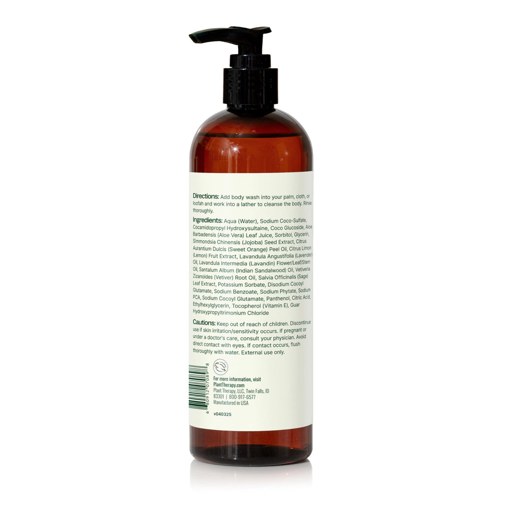 Plant Therapy Lavender Sandalwood Body Wash | Gentle, Sulfate-Free Hydration for All Skin Types (16 oz)