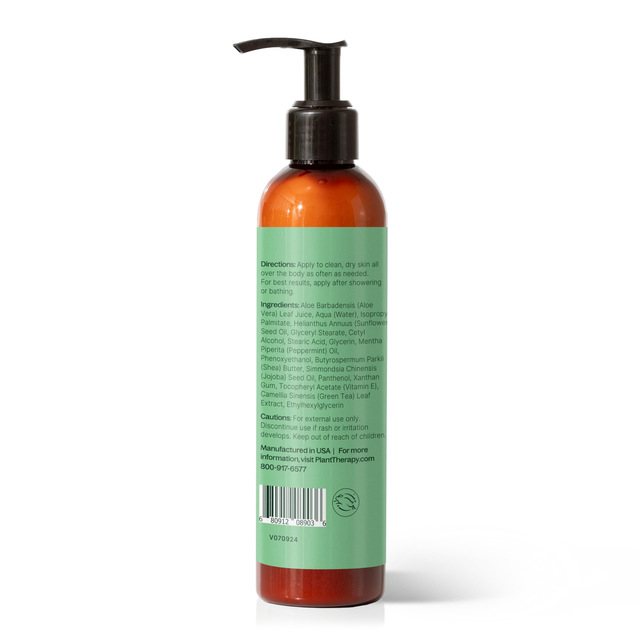 Plant Therapy Peppermint Body Lotion with Aloe & Shea — Hydration for Soft Skin, 8 oz